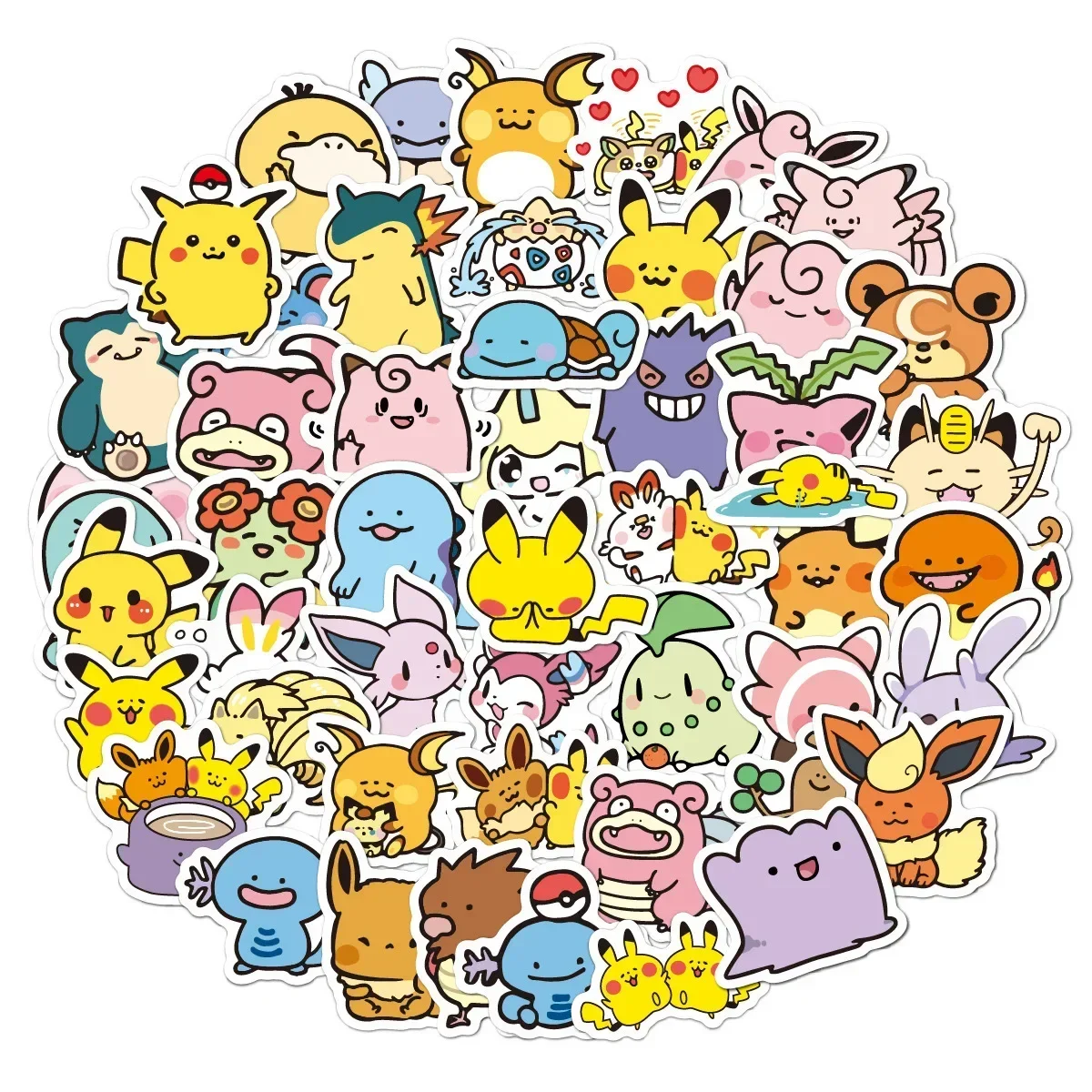 100 pçs bonito anime pokemon dos desenhos animados adesivos para portátil motocicleta papelaria diy crianças brinquedos graffiti adesivo decoração
