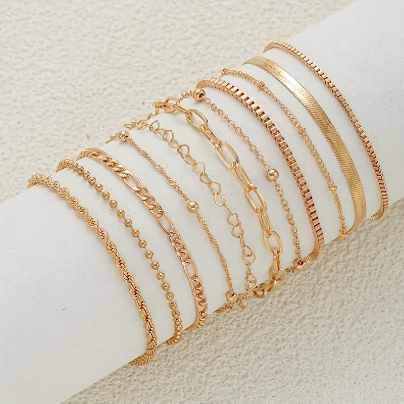 11 pçs chique cobra corrente pulseira conjunto para mulheres boho simples elegante coração geométrico corrente férias data casual jóias presentes 2025