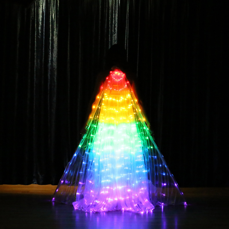 Alas de baile con luz electrónica Led de arcoíris, trajes de danza del vientre, espectáculo de fiesta, Ropa de baile Isis, luces fluorescentes, ala Isis para niños
