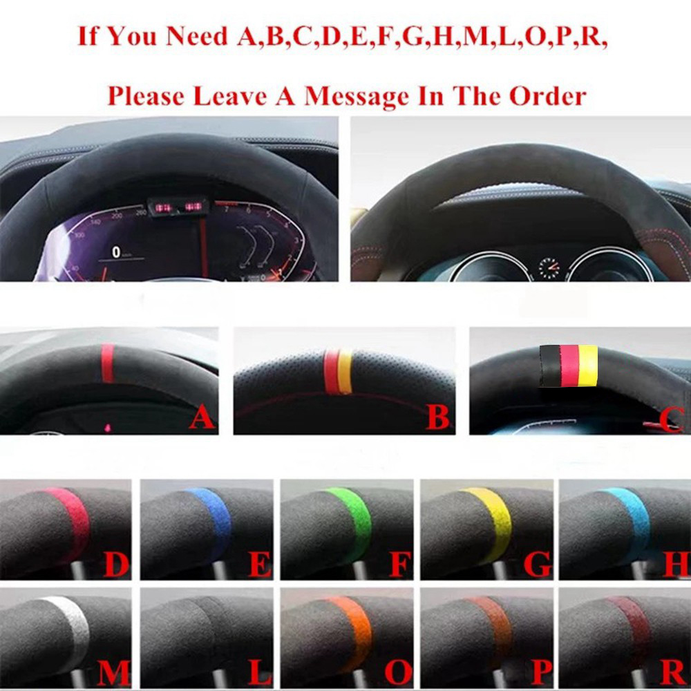 Penutup Setir Mobil DIY Kulit Asli Hitam Anti-selip Jahitan Tangan untuk BMW F20 F21 F22 F23 F30 F31 F34 F32 F33 F36