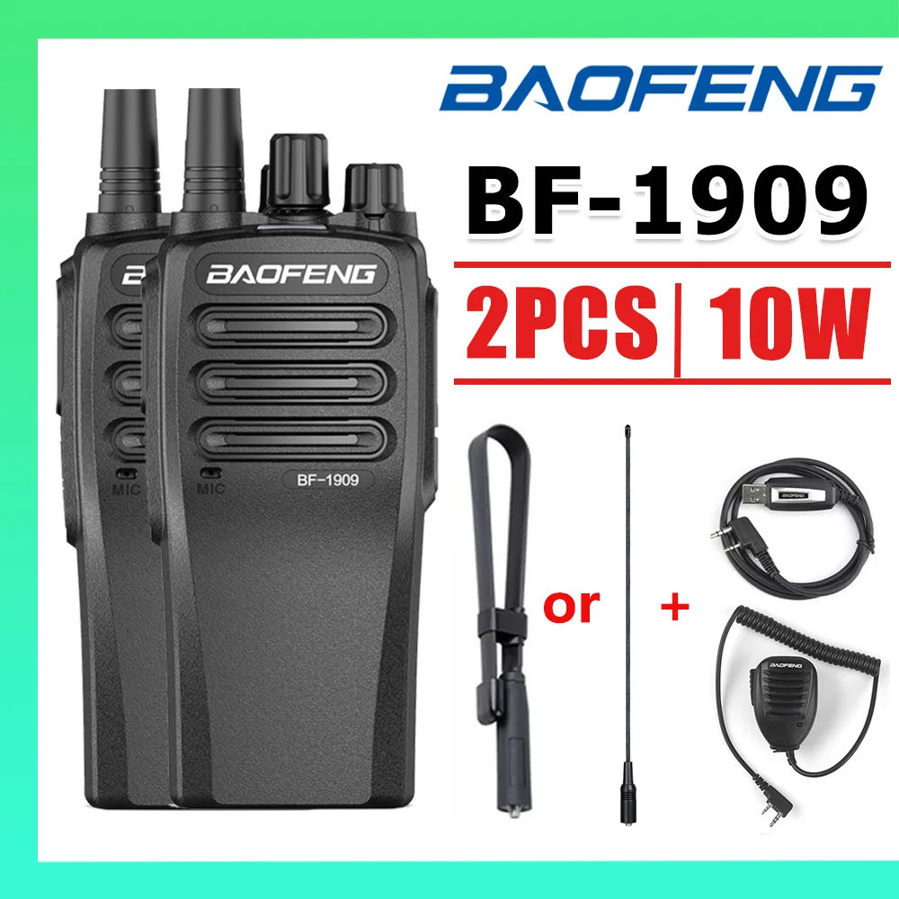 Baofeng BF-1909 2PCS mit Zubehör 10W High Power Intercom UHF 400-470MHz Handheld Zwei-Wege Intercom Remote CB Radio