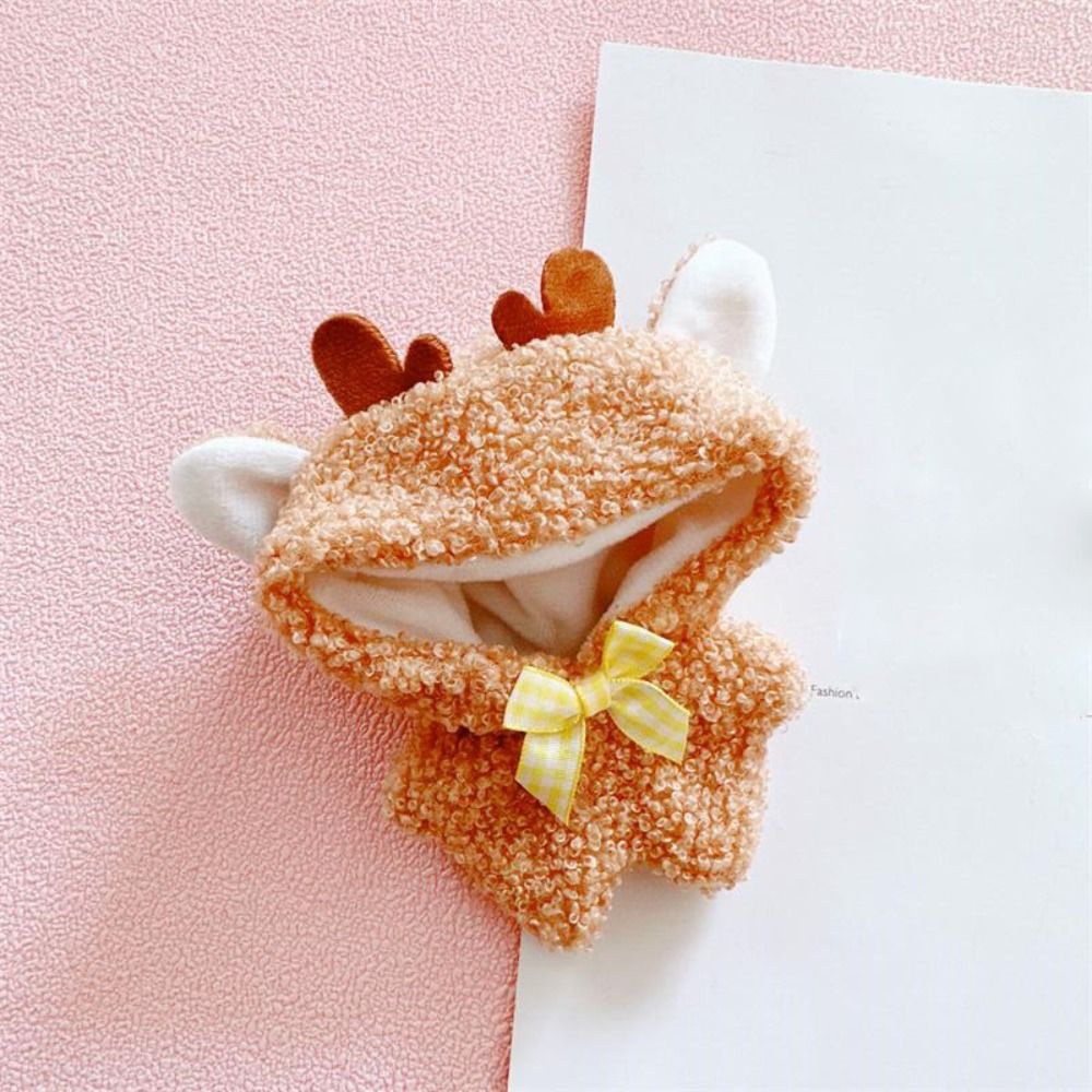 10cm Baumwoll puppe Kleidung Kleid mit Schleife Kopf bedeckung Mini Kleidung Plüsch Overall Anzüge für Baumwolle ausgestopfte Puppen Spielzeug Zubehör i