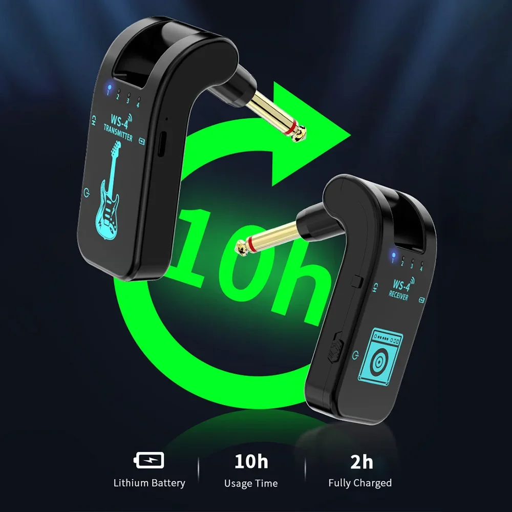 ชุดเครื่องส่งสัญญาณกีตาร์กีตาร์ระบบไร้สาย2.4G สำหรับกีต้าร์ไฟฟ้าเบส48K/16bit ส่งแบบเรียลไทม์