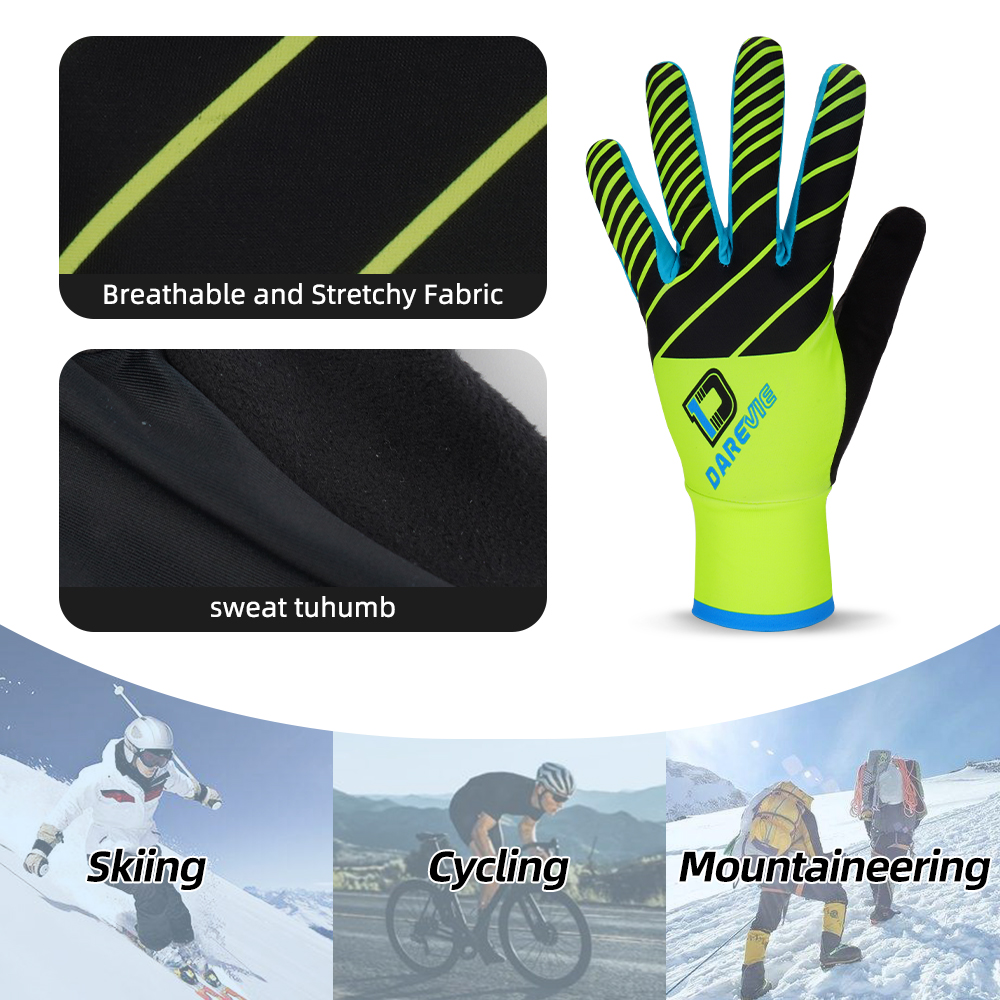 DAREVIE-guantes de ciclismo largos y completos, guantes de bicicleta con dedos táctiles, almohadilla a prueba de golpes, guantes de ciclismo de cintura larga, transpirables
