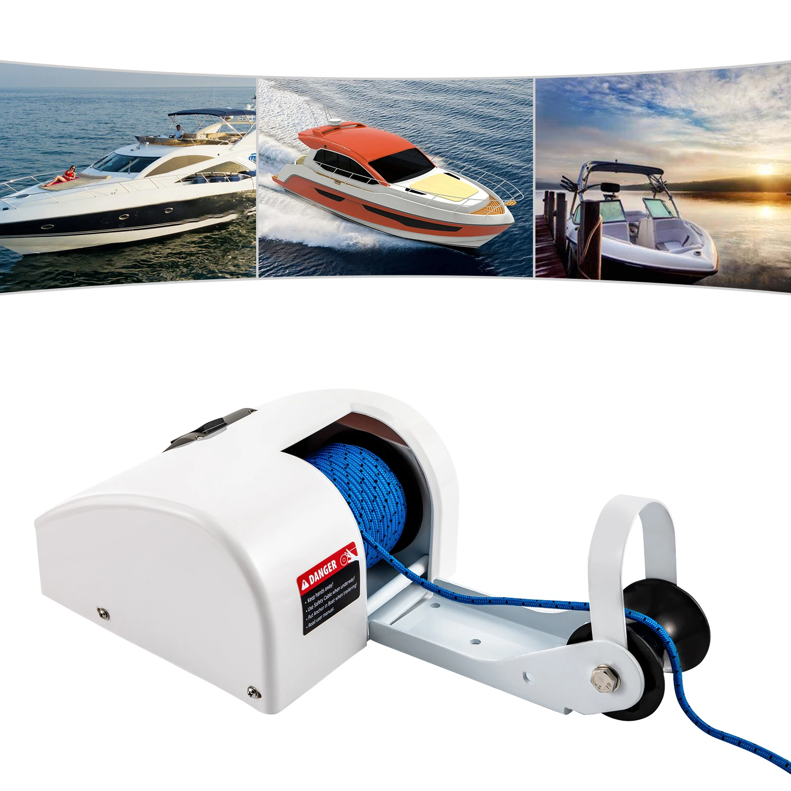 12V Electric Anchor Winch 45LBS Load Capacity Boat Winch with Remote Control Marine for Dropping Anchor Operations