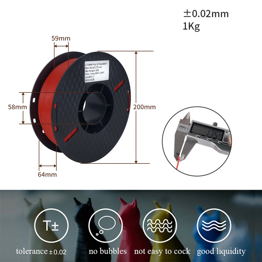 10KG PLA PETG Filament for 3D Printer Filament 1KG/Roll 1.75MM Plastic Filaments Line Up Neatly Printing Material for 3D Printer