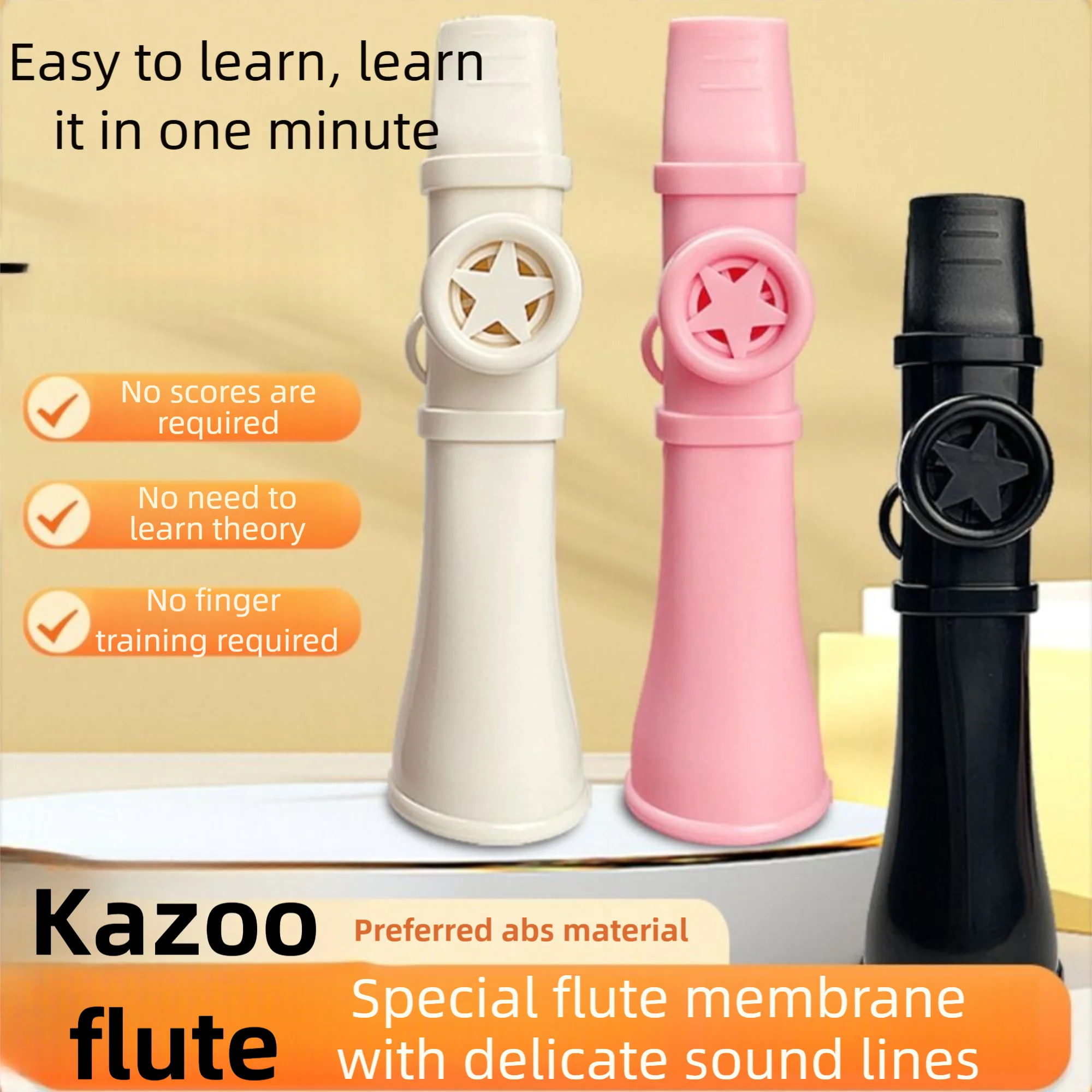 Портативная флейта Kazoo из АБС-пластика со шнурком, легко освоить музыкальные инструменты, британский забавный музыкальный свисток, игрушка для мальчиков и девочек, подарок