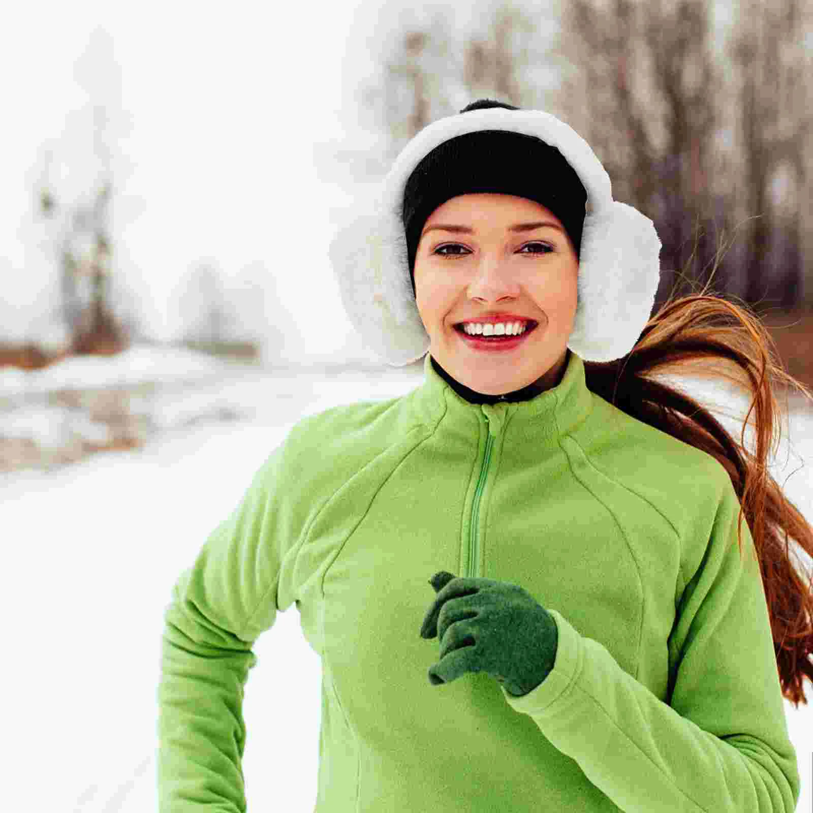 Orejeras de felpa para invierno, diadema de felpa cálida para mujer, orejeras artificiales bonitas blancas cálidas, prácticas y gruesas y suaves