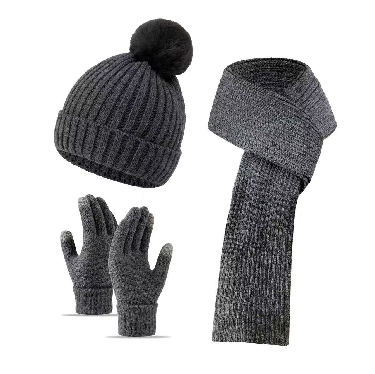Single-ball knitted caps, hats, scarves and gloves for children aged 8 to 16 in autumn and winter are suitable for daily wear