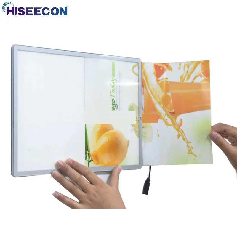 A1 A2 A3 A4 ที่กําหนดเองฟิล์มไฟ LED กล่องโฆษณา Super Bright Slim คลิปโปสเตอร์กรอบสําหรับร้านค้าเมนูติดผนังป้ายโฆษณา