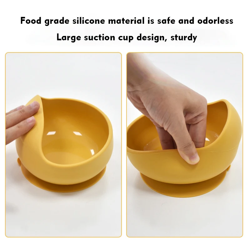Children's Silicone Suction Bowl Feeding Tableware Infant Non-Slip Learn To Eatting Tableware Complementary Food Training Tool