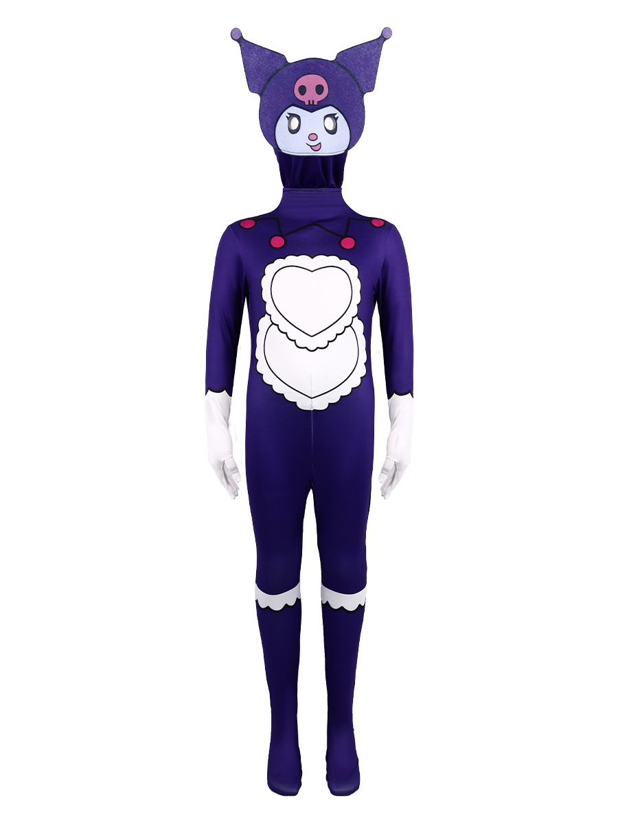 Set piyama lengan panjang untuk anak perempuan, Set masker Bodysuit Sanrio Kuromi Jumpsuit gaya Halloween baru, Set piyama lengan panjang Kawaii dan Hadiah untuk anak perempuan