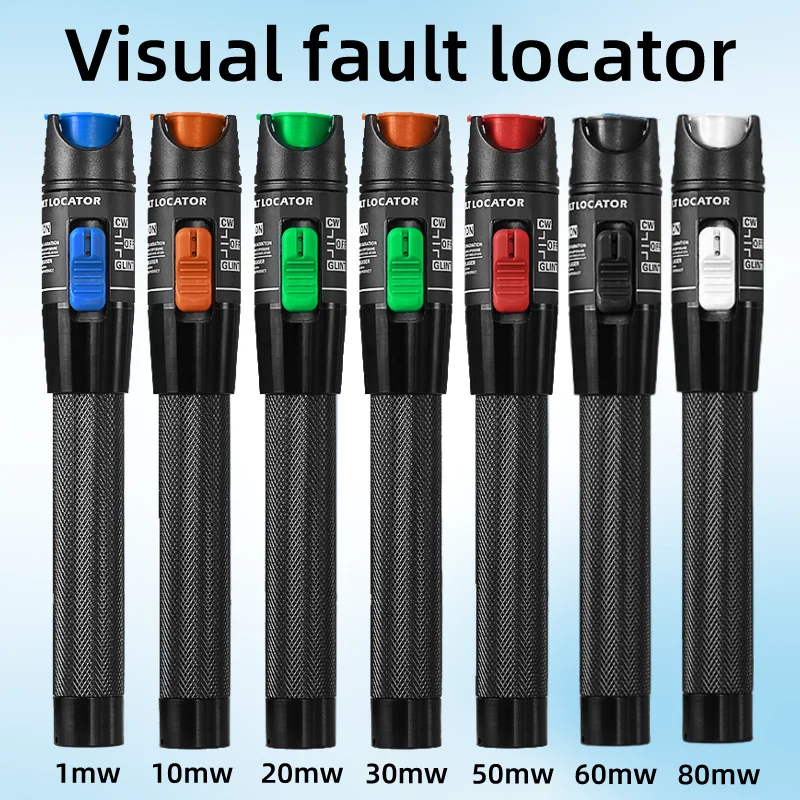 Localizador Visual de fallos 1/10/20/30/50/60/80MW herramienta de prueba de Cable de fibra óptica FTTH probador de fibra óptica SC/FC/ST interfaz VFL de 2,5mm