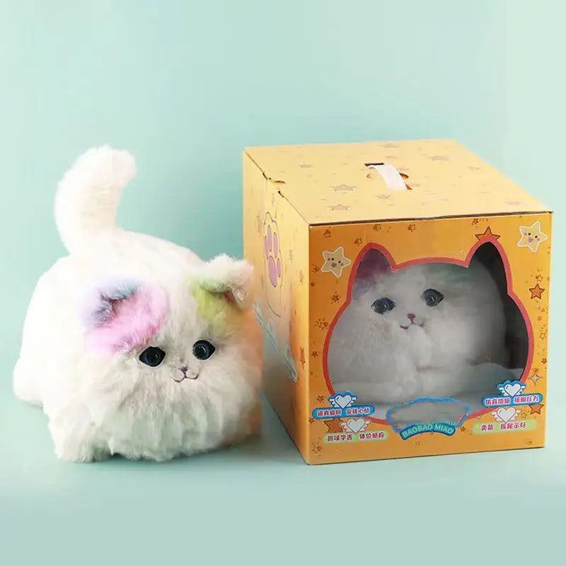 จําลองแมวน่ารักสุนัขพูดคุย Cat Interactive เด็กของเล่นตุ๊กตา Huggy สัตว์เลี้ยงพูดอิเล็กทรอนิกส์มาพร้อมกับ Fluffy ที่สมจริงของเล่นแมว