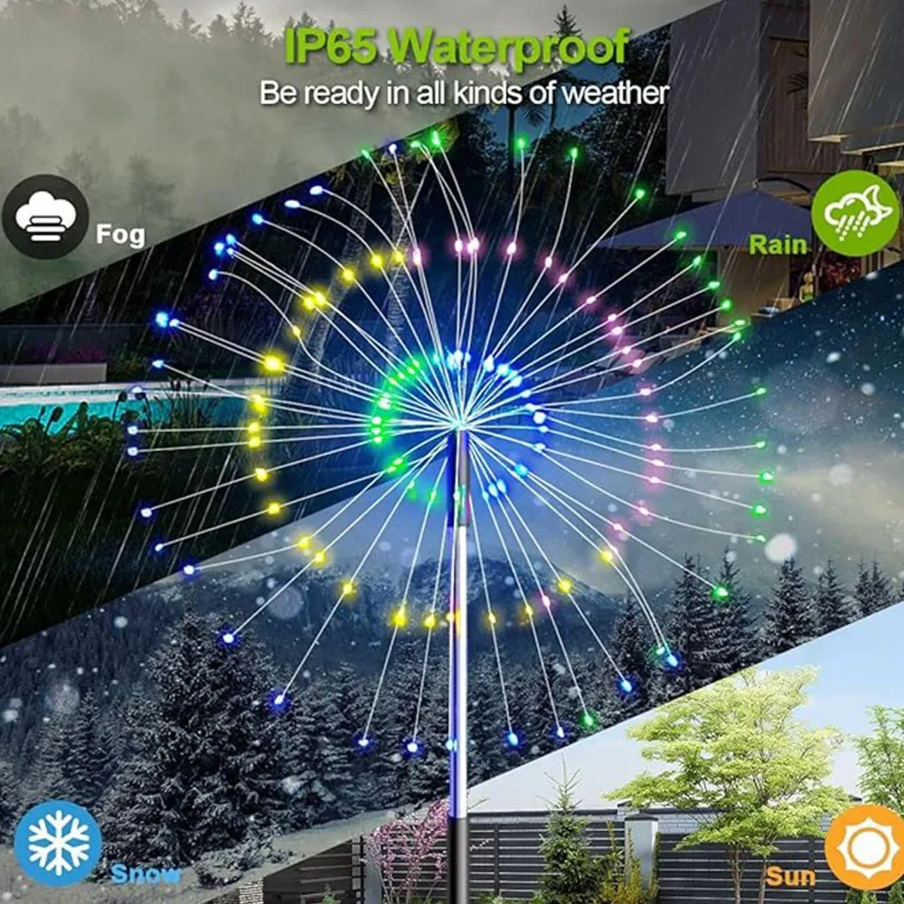 โคมไฟพลังงานแสงอาทิตย์ดอกไม้ไฟ 150 LED แฟลช Fairy String Light 8 โหมดกันน้ําสวนตกแต่งภูมิทัศน์สําหรับแสงวันหยุดกลางแจ้ง