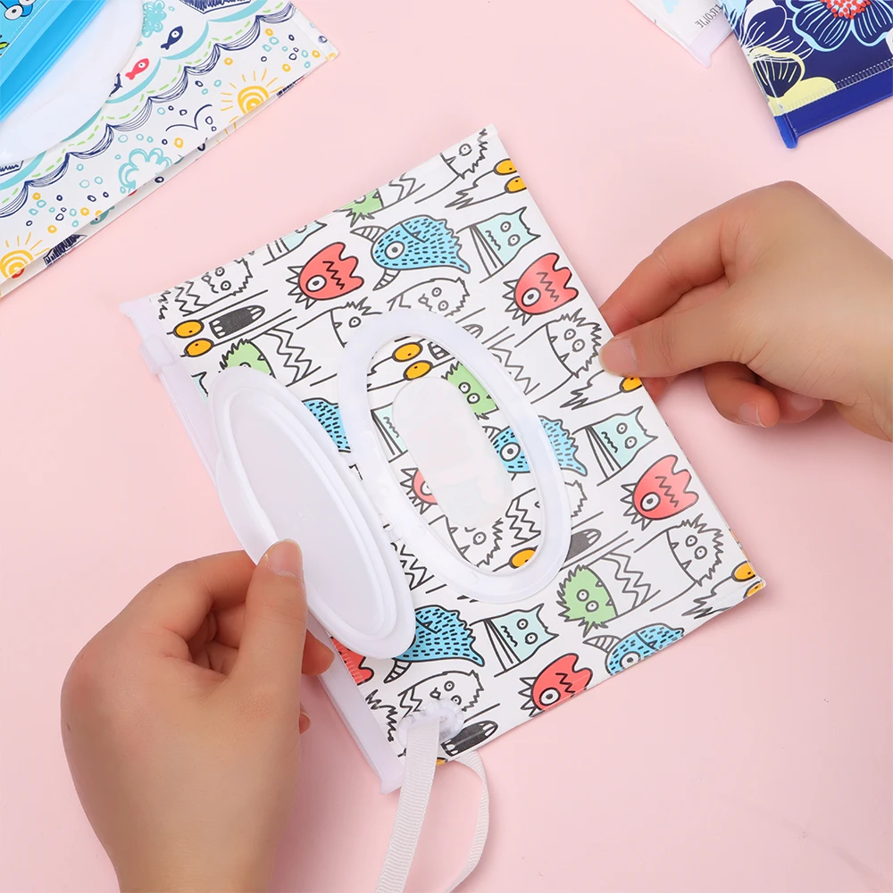 Saco de toalhetes húmidos com alça de pressão, EVA Baby Wipes Box, Recipiente Reutilizável Portátil, Eco-friendly, 1Pc