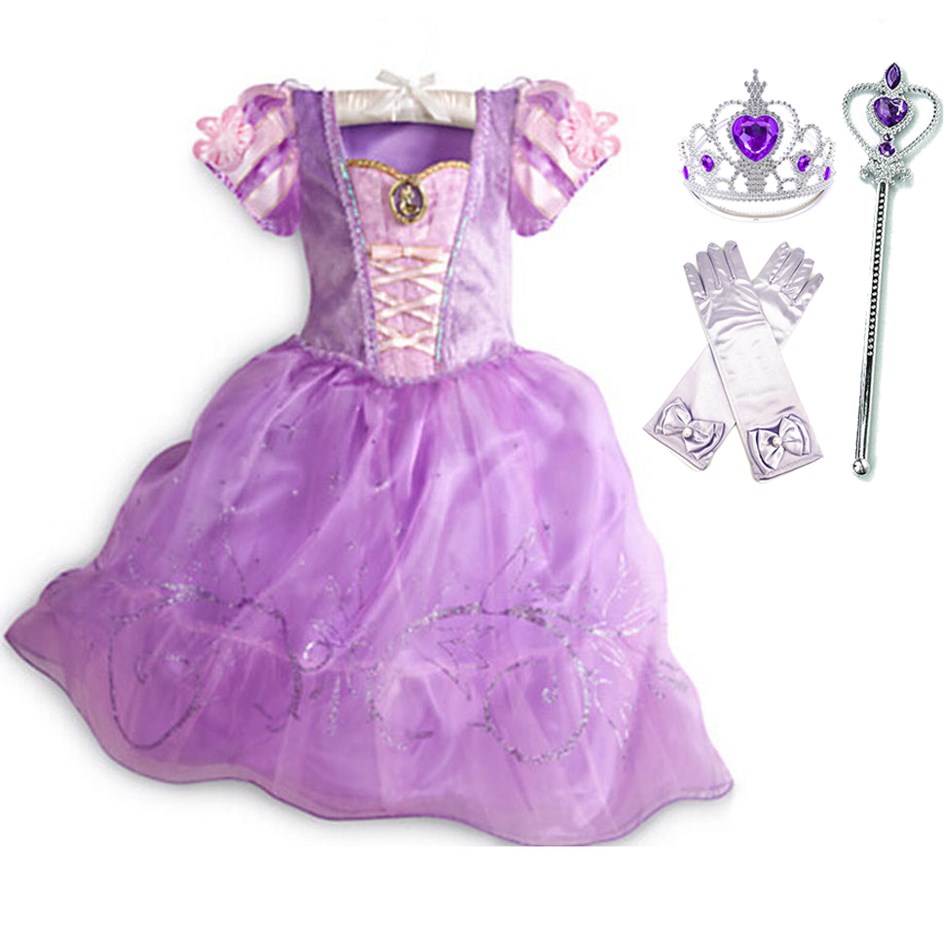 Bambini Principessa Costume Partito Fantasia Fiore Vestido Nuovo 2024 Natale Compleanno Carnevale Vesti Rapunzel Belle Travestimento Abito
