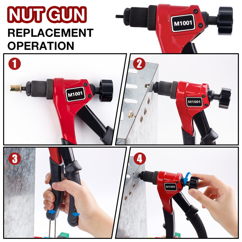 Pistolet à rivets manuel, machine de rivetage multi-spécifications domestique M3 M4 M5 M6, outil de rivetage multifonctionnel portable, outil de rivetage rapide d'écrou de rivet d'insertion