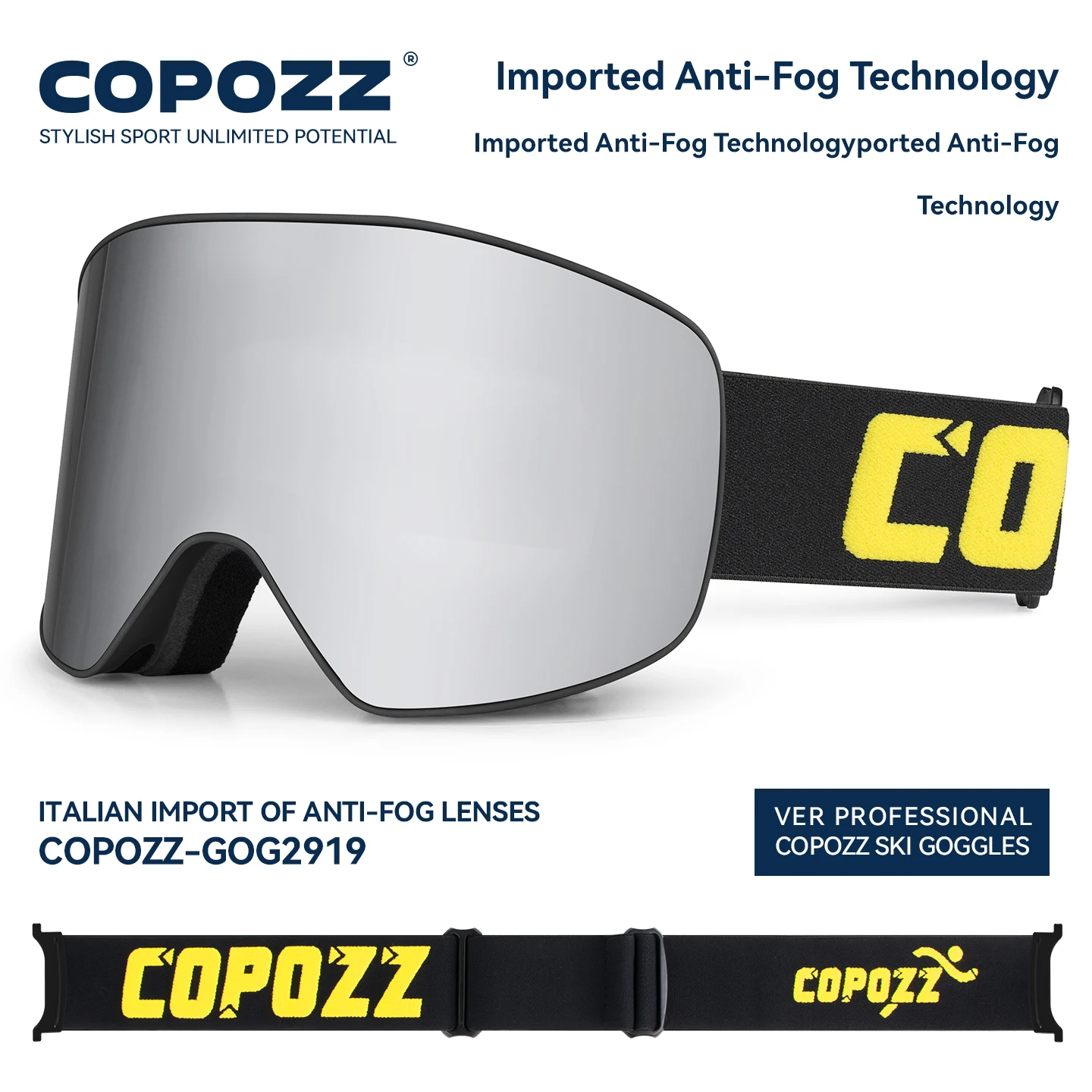 COPOZZ брендовые лыжные очки для мужчин и женщин, двухслойные большие очки для сноуборда, противотуманные очки UV400, лыжные очки для сноуборда