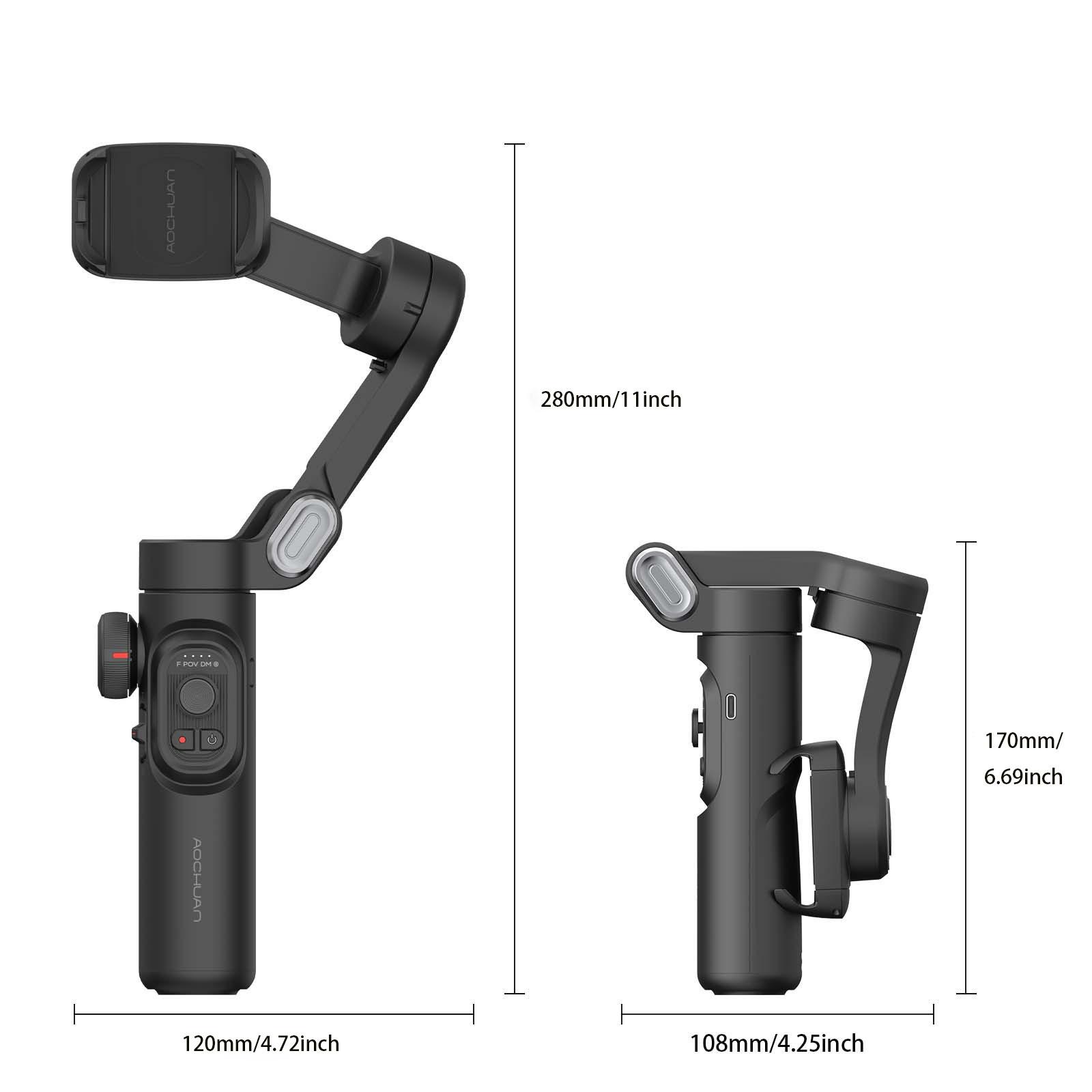 Aochuan estabilizador gimbal portátil de 3 eixos para smartphone com luz de preenchimento para iphone android rastreamento facial tiktok vlog smart xe