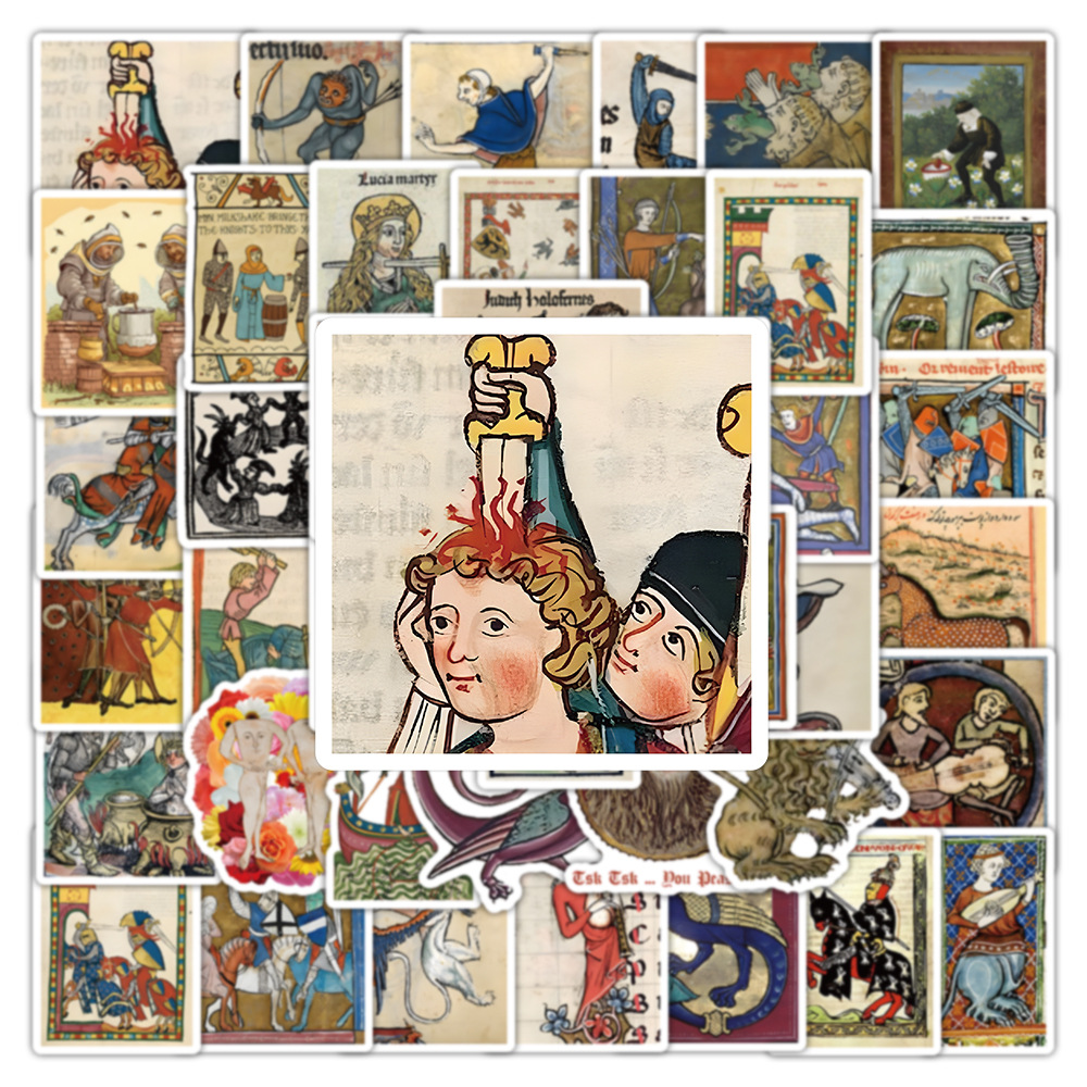 10/30/50PCS Retro Medieval Art Poster Pattern Sticker DIY Phone Laptop Luggage Skateboard Graffiti Decals Fun for Kid Toy