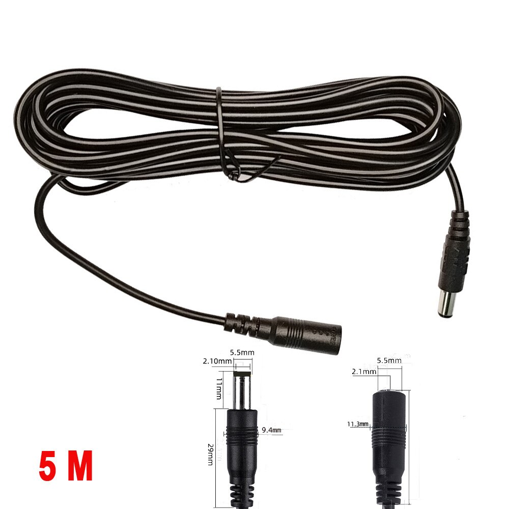 Conector de alimentación de CC, adaptador de Cable de extensión de 10M/ 5M, 5,5mm x 2,1mm, macho hembra de CC, enchufe externo