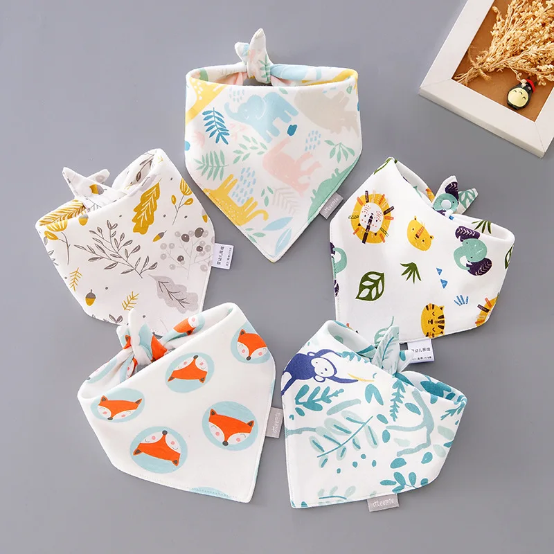 5 pçs/lote babadores do bebê algodão saliva toalha triângulo cachecol recém-nascido dupla camada panos de arroto bandana acessórios do bebê recém-nascido