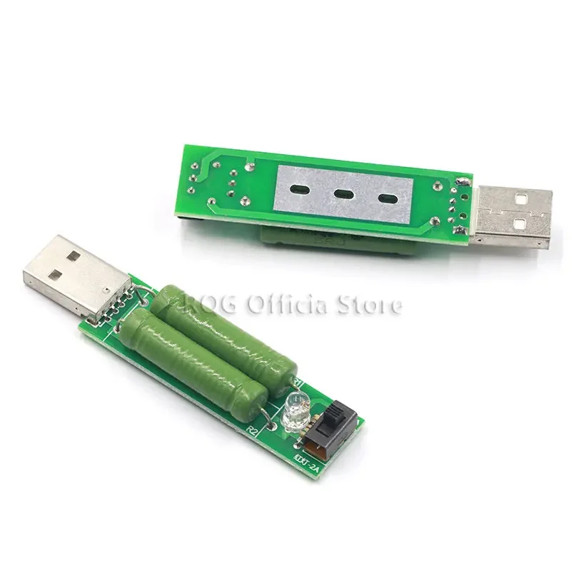 Mini resistencia de carga de descarga con puerto USB, medidor de voltaje de corriente Digital, probador 2A/1A con interruptor 1A, Led verde/2A, Led rojo