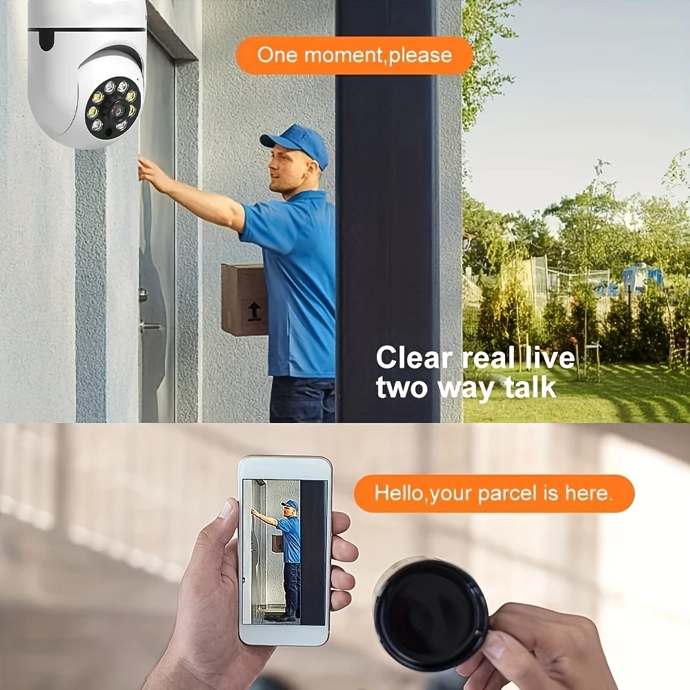 2 Stück Ease Life APP-Glühbirne Überwachungskameras Drahtlose WiFi-Kamera für den Außenbereich 5 GHz, 360 Grad, E27-Lichtfassung, verschraubbar, Securi