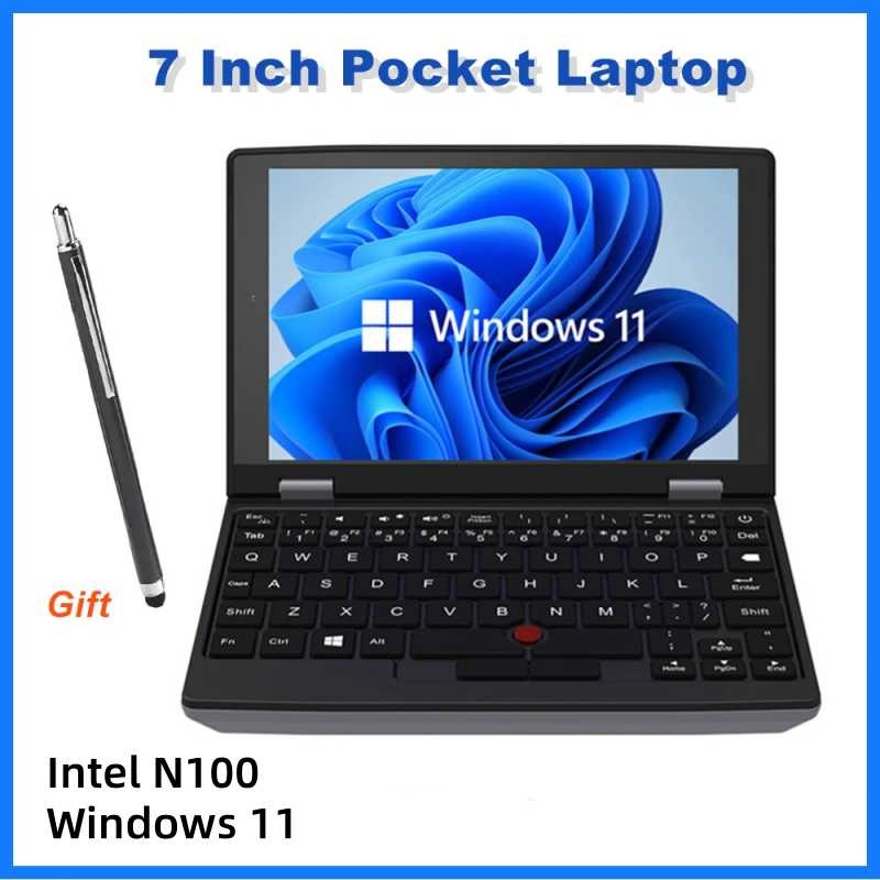 2025 7 Inch Mini Laptop N95 Notebook IPS Touch Screen Portable Netbook Win 11 Pro Mini PC Micro Computer Bluetooth 4.2 16G 1TB