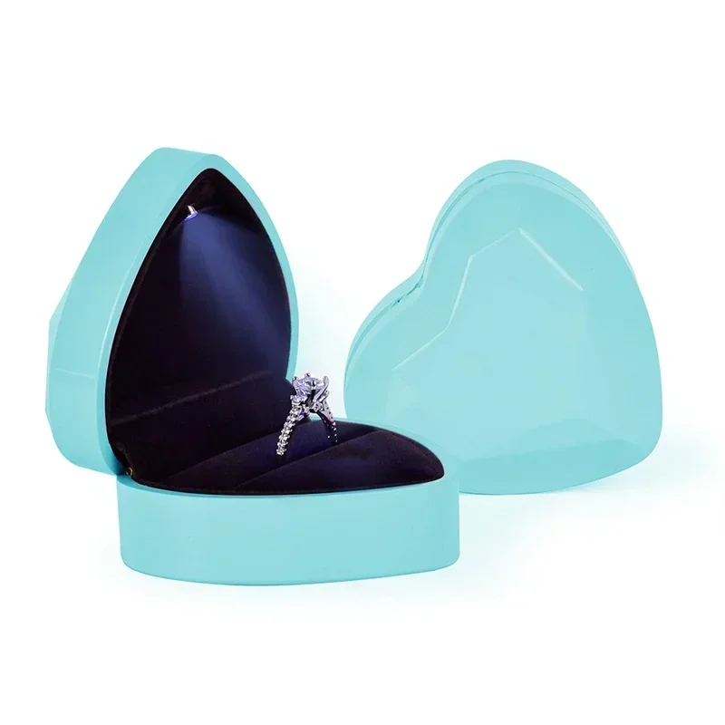Creative Heart Shaped ไฟ LED กล่องเครื่องประดับ High-end ข้อเสนอสารภาพแหวนกล่องเครื่องประดับกล่องจี้