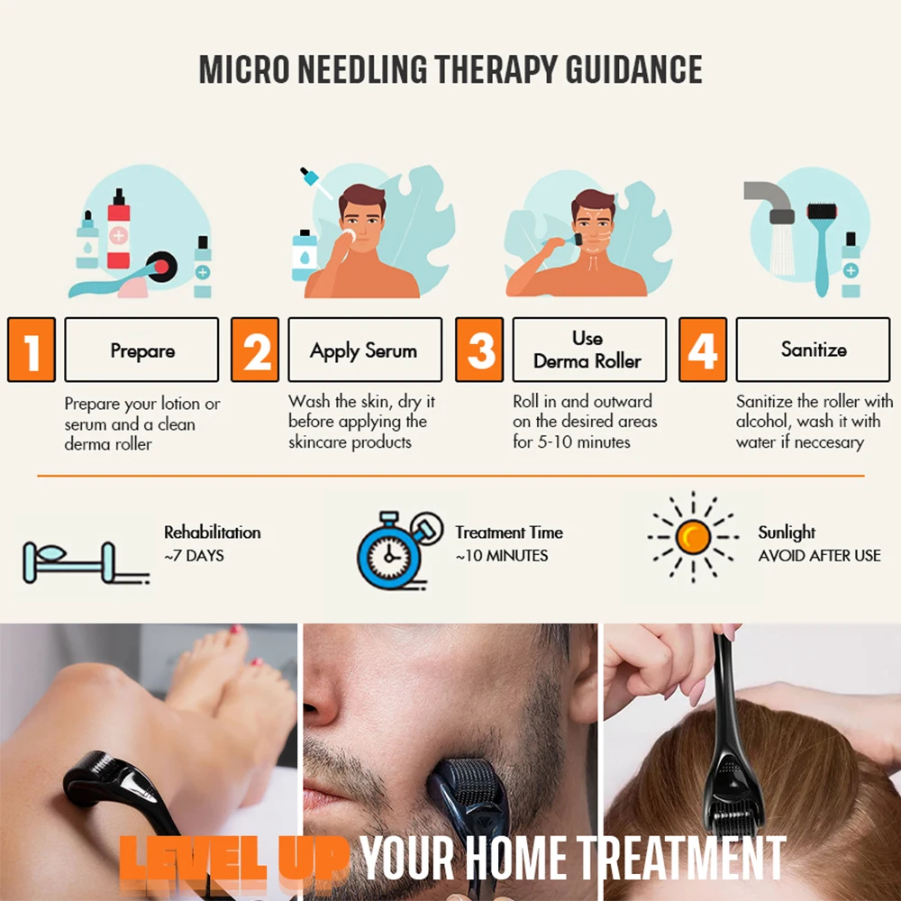 Micro Needle 540 Roller Derma Roller Dermaroller Titanium Hair Regrowth Beard Growth Anti Hair Loss Treatment Thinning Receding