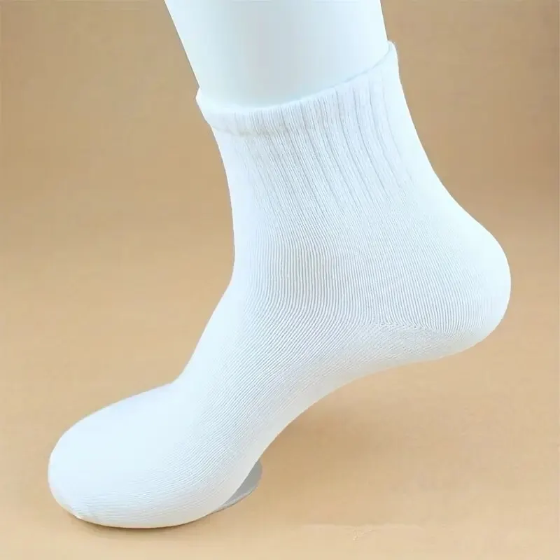 Calcetines cómodos y transpirables para hombre, medias de negocios en blanco y negro, de alta calidad, para primavera y otoño, lote de 5 pares