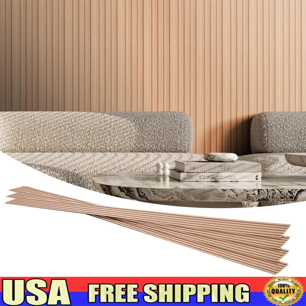 Wood Slat Acoustic Panels 8pcs WPC Sound Absorption Wall Decor Modern Interior Noise Reduction Easy Installation Large Spaces