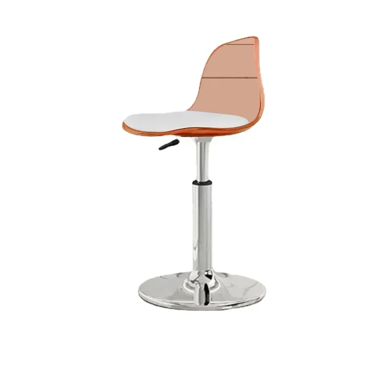 Drehbarer Design-Barstuhl, transparentes Acryl, moderner Theken-Küchenstuhl, nordische Insel-Chaise-De-Bar-Möbel aus Metall im Angebot