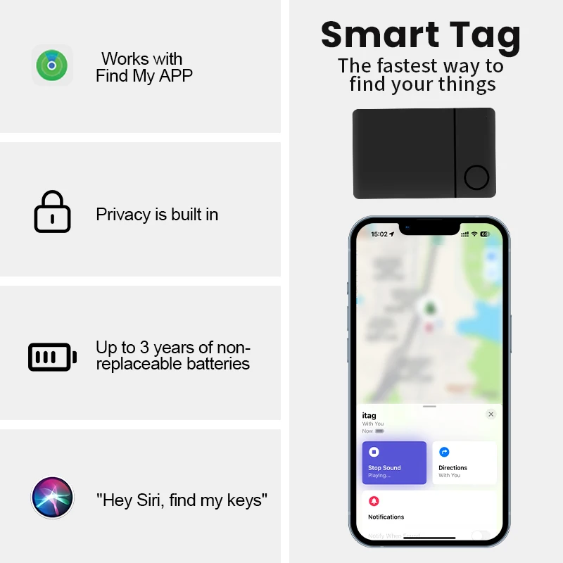 Voor Apple Smart Locator Gps Tracker Positionering Tag Bagage Paspoort Portemonnee Bluetooth Anti-Verlies Kaart Apparaat Werkt Met Vind Mijn