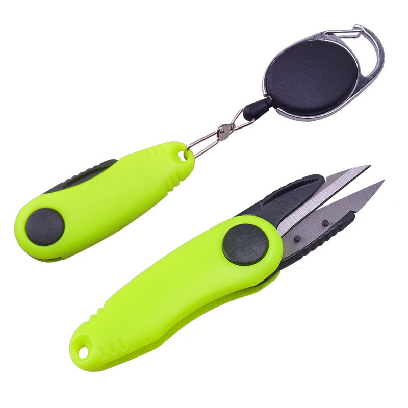 Cortadora de hilo de pescar plegable portátil, tijeras de pesca, cortadores de hilo, tijeras de pesca de acero inoxidable, aparejos de pesca