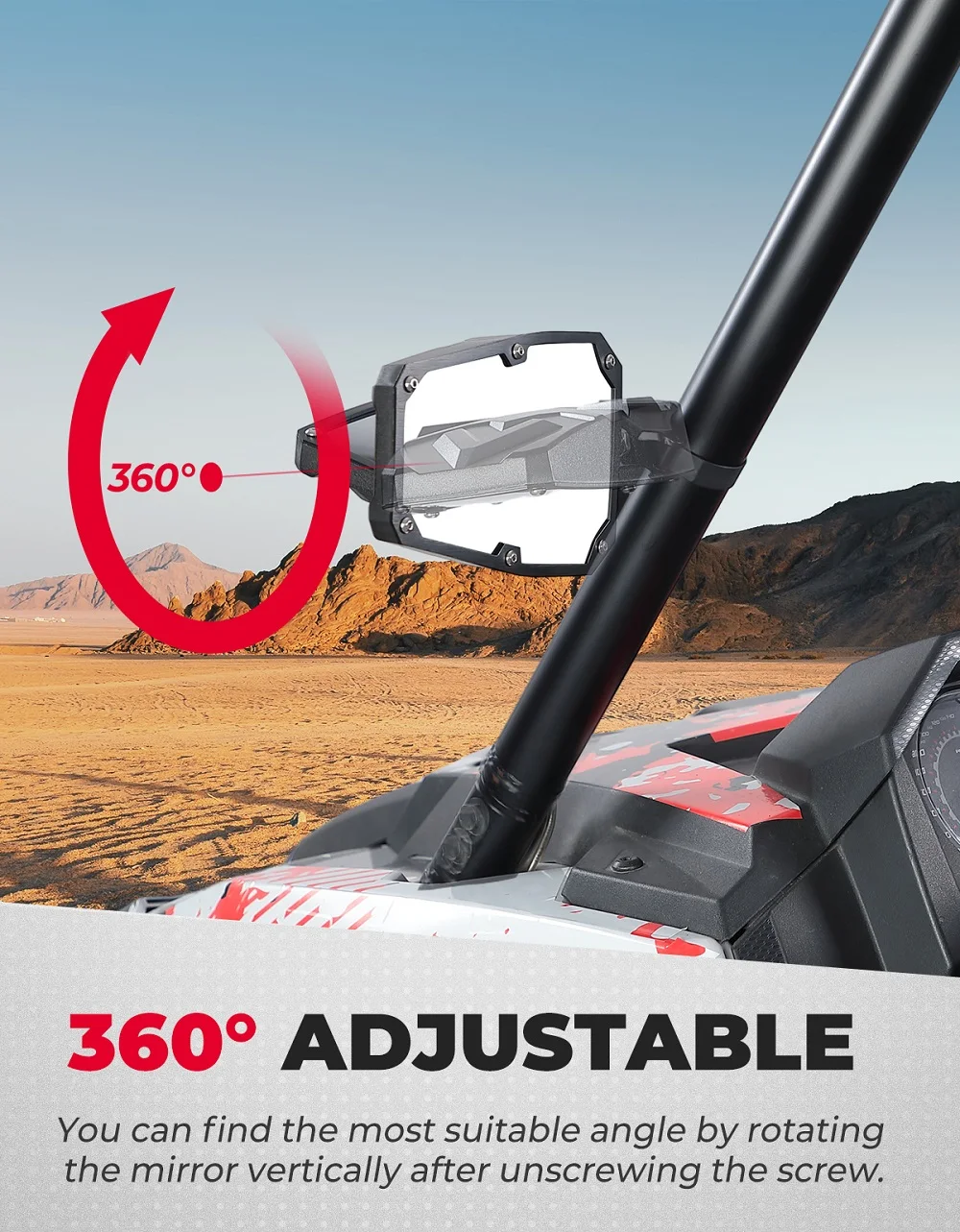 KEMIMOTO 1.5-1.875 "UTV กระจกมองหลังใช้งานร่วมกับ Polaris RZR 1000 สําหรับ Can-am Maverick X3 สําหรับ Cfmoto สําหรับ John Deere