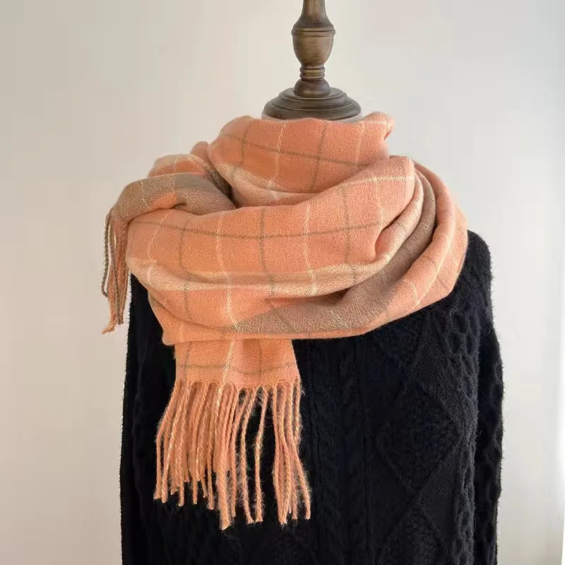 Moda inverno xadrez cachecol feminino outono e inverno tudo novo clássico britânico imitação cashmere xadrez sha