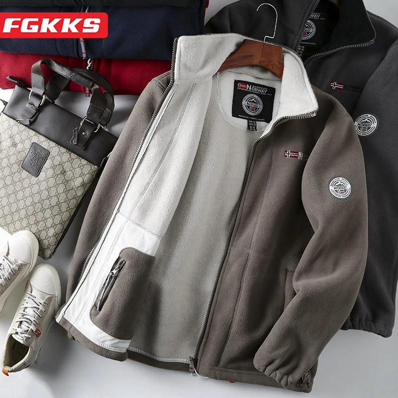 Fgkks 2023 marca jaqueta casual para homens engrossado jaqueta de lã design de alta qualidade quente moda jaqueta masculina
