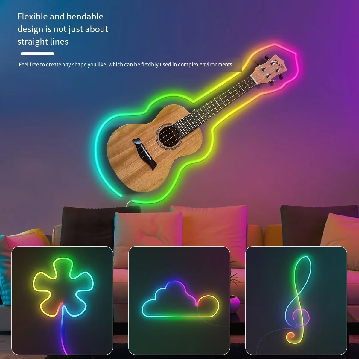 WS2812b LED Neon Light Strips RGBIC APP Color Changing Music Sync DIY Flexible Light Strips for Christmas Atmosphere Decorations