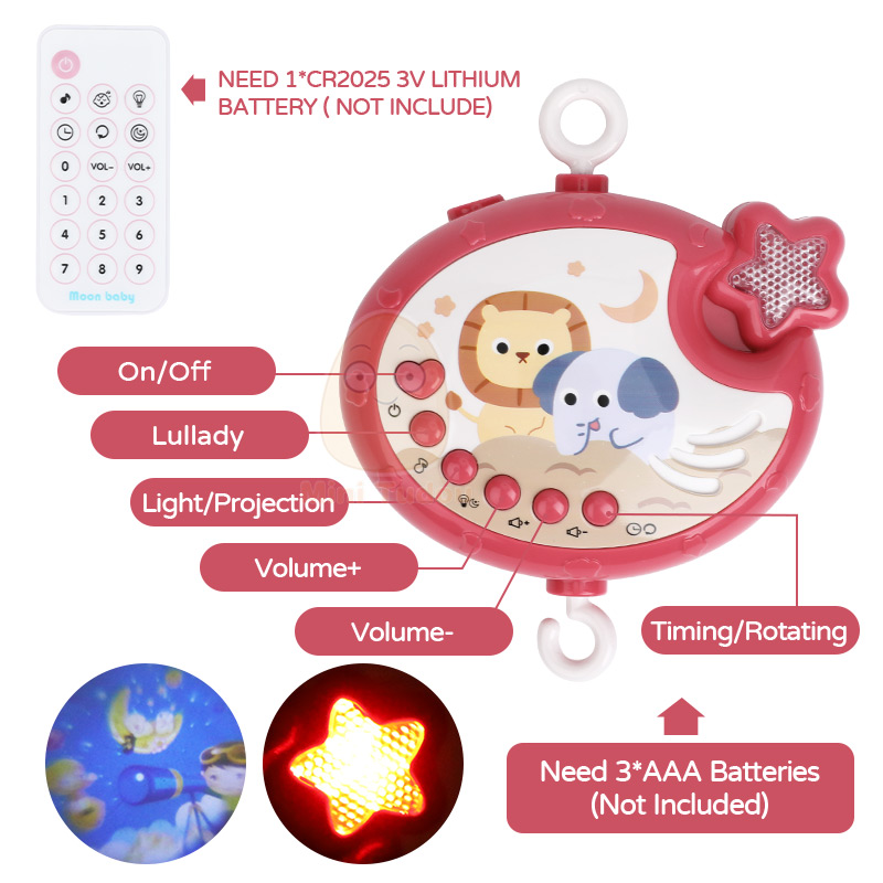 เปลเด็ก Mobile Rattle ของเล่นสําหรับ 0-12 เดือนทารกหมุนดนตรีโปรเจคเตอร์ Night Light Bed Bell การศึกษาสําหรับทารกแรกเกิดของขวัญ