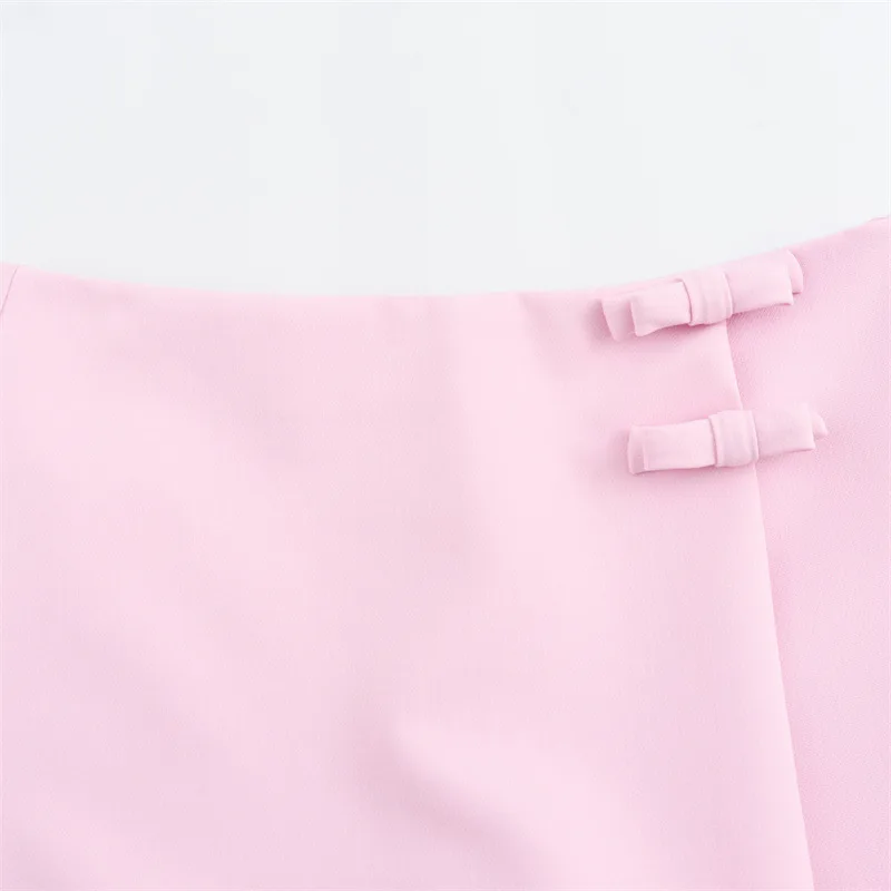 2025 Y2K Falda asimétrica Cyber Pink de tiro bajo Bralette Combo Ropa de calle resistente a la decoloración + versión blanco cristalino