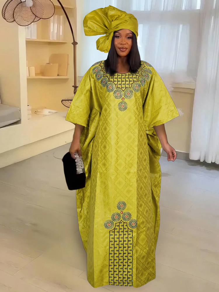 Afrikanische traditionelle Kleider für Frau Dashiki Bazin Outfits Afrika Kleidung plus Größe langes Kleid nigerian ischen Turban Kleid