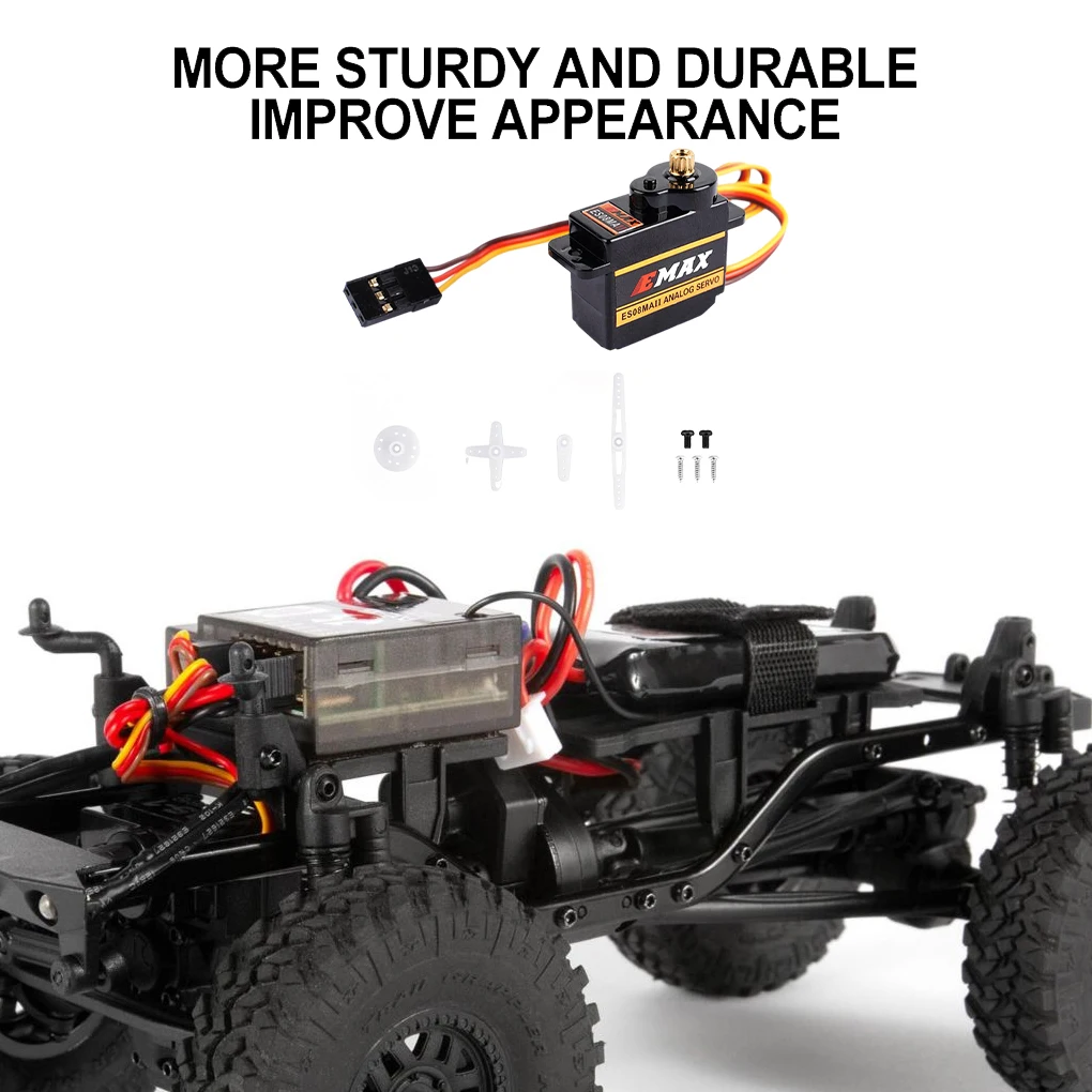 EMAX เซอร์โวแบบแอนะล็อกเกียร์โลหะ ES08MA EMX-SV-0275 II 12G สำหรับ RC หุ่นยนต์เครื่องบินควบคุมวิทยุ RC
