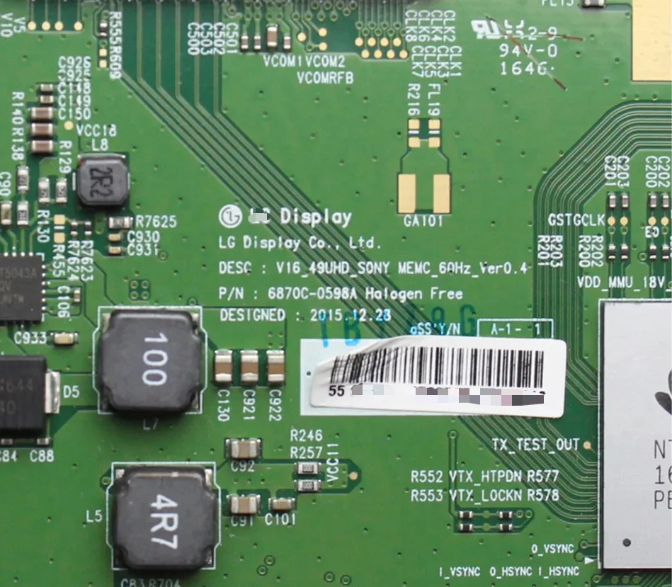 T-conボード6870c-0598av16_49uhd_sony,ロジックボードはxbr 49x700d XBR-49X800D XBR-55X700D XBR-55X705D KD-49X7066D KD-55XD7005と互換性があります