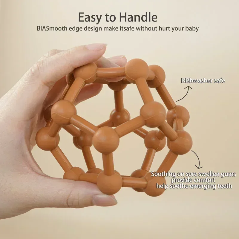 WOLIFE 1PC 아기 실리콘 Teether 유아 Molar 장난감 다채로운 실리콘 씹는 Teether 공 아기 BAP 무료 선물을 청소하기 쉬운