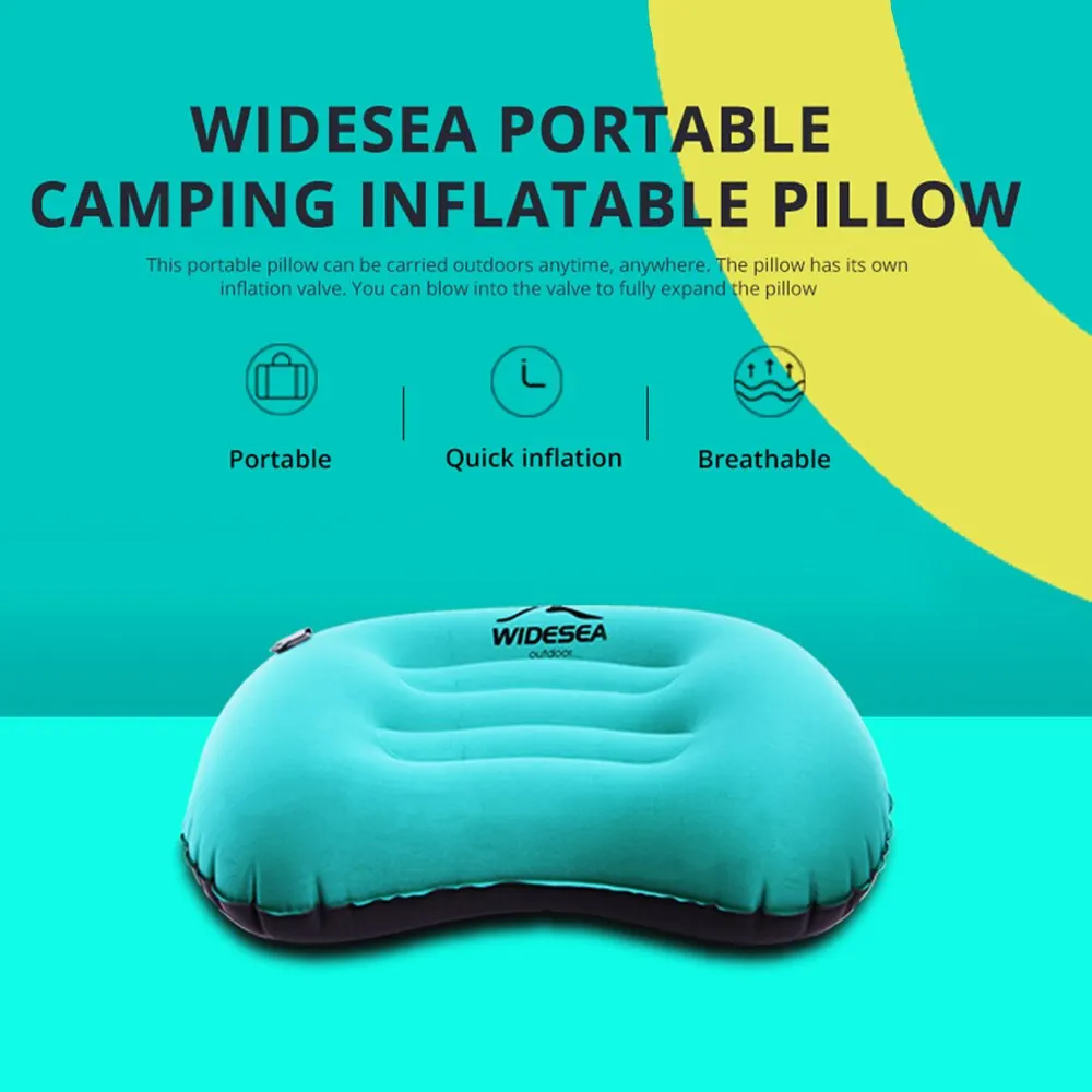 Widesea หมอนเป่าลมแบบพกพาอุปกรณ์ตั้งแคมป์อัดอากาศพับเบาะกลางแจ้งป้องกันการท่องเที่ยวอุปกรณ์นอน