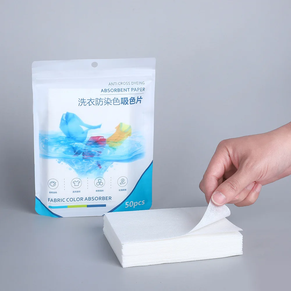 50 ชิ้น/ถุงซักรีดเม็ดการดูดซึมสี Anti-Staining แผ่น Anti-String ผสมอุปกรณ์ซักผ้ากลิ่นหอมยาวนาน