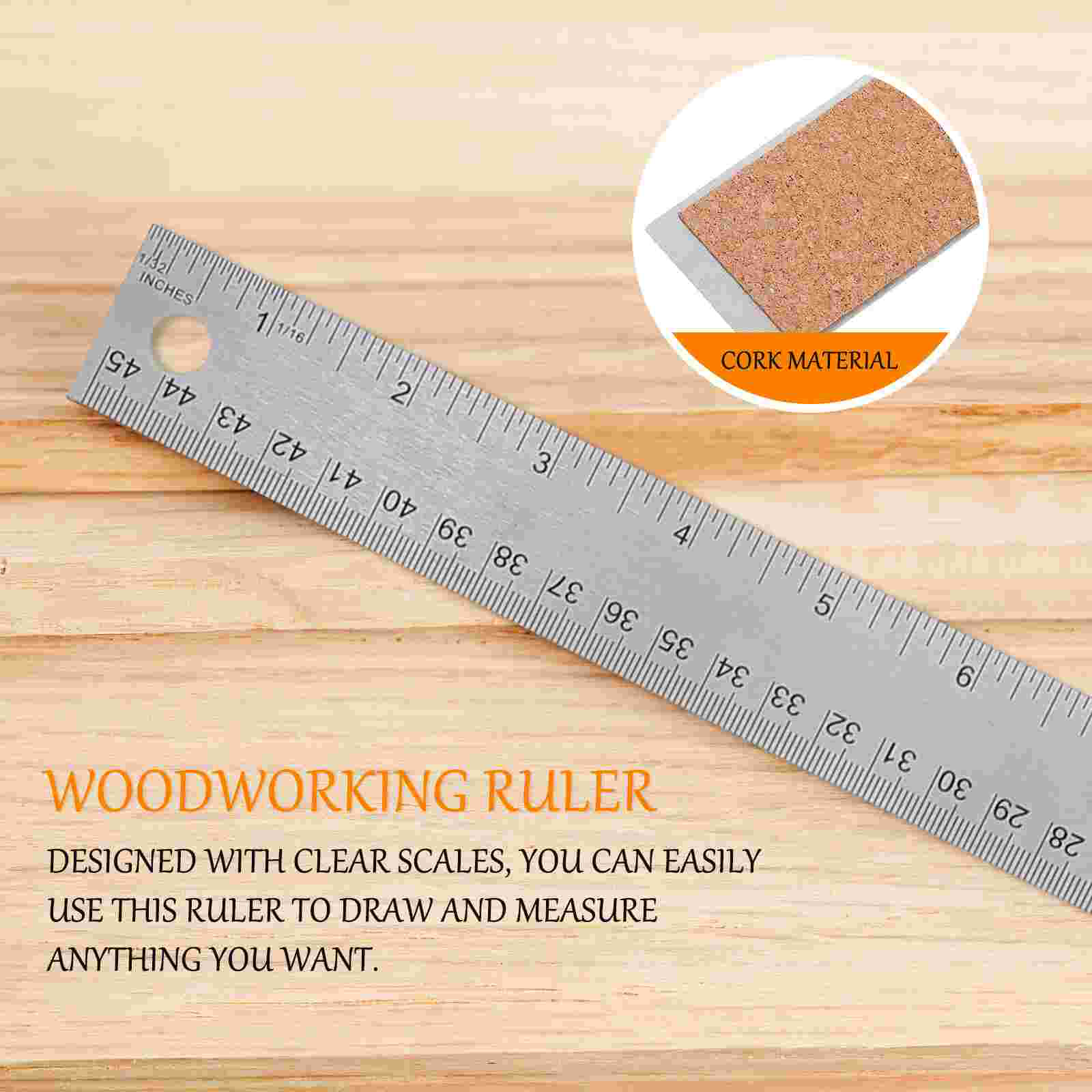 Edelstahl Kork Lineal gerade Kanten Büro werkzeug Holz bearbeitung Messung Schule zurück